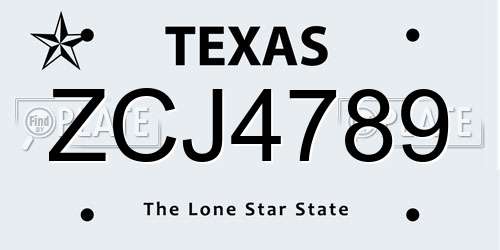 ZCJ4789 Texas License Plate