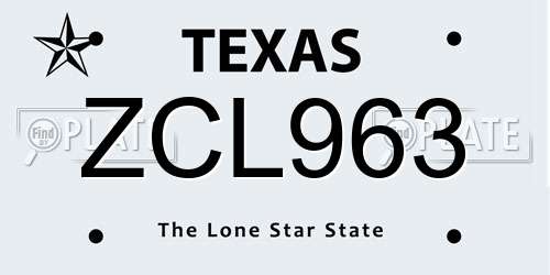 ZCL963 Texas License Plate