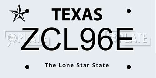 ZCL96E Texas License Plate