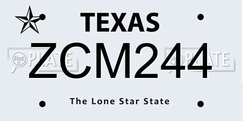 ZCM244 Texas License Plate