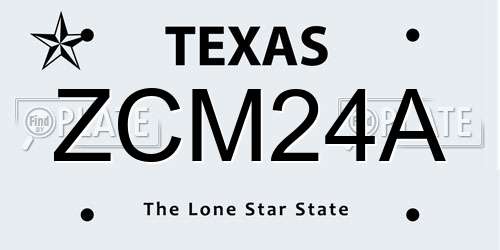 ZCM24A Texas License Plate