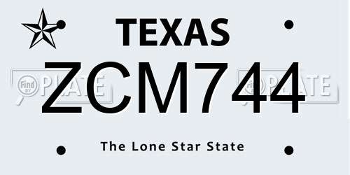 ZCM744 Texas License Plate