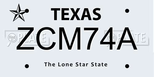 ZCM74A Texas License Plate