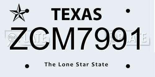 ZCM7991 Texas License Plate