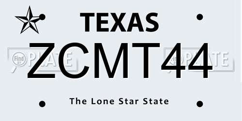 ZCMT44 Texas License Plate