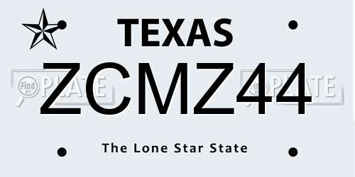 ZCMZ44 Texas License Plate