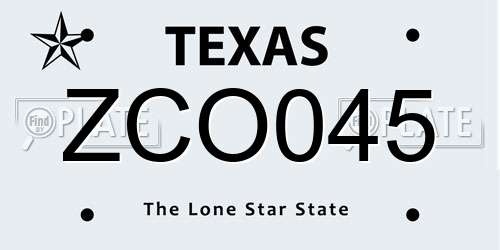 ZCO045 Texas License Plate