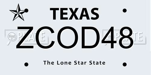 ZCOD48 Texas License Plate
