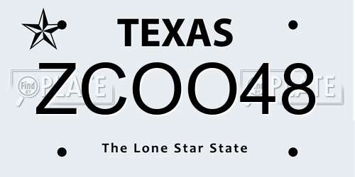 ZCOO48 Texas License Plate