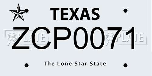 ZCP0071 Texas License Plate