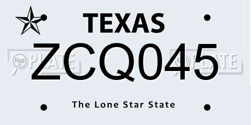 ZCQ045 Texas License Plate