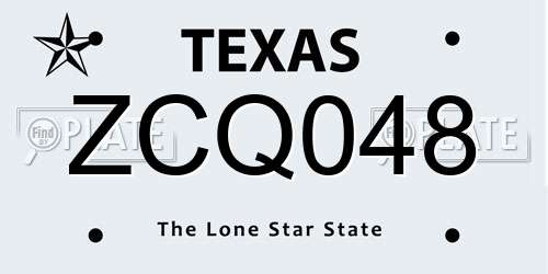 ZCQ048 Texas License Plate
