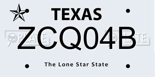ZCQ04B Texas License Plate