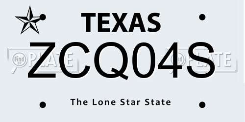 ZCQ04S Texas License Plate