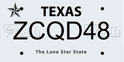 ZCQD48 Texas License Plate