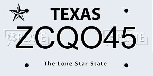 ZCQO45 Texas License Plate