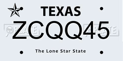 ZCQQ45 Texas License Plate