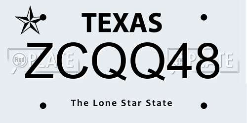ZCQQ48 Texas License Plate