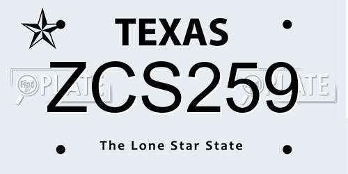 ZCS259 Texas License Plate