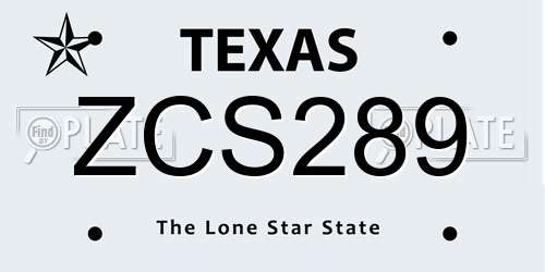 ZCS289 Texas License Plate