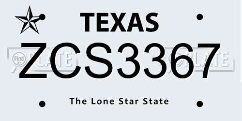 ZCS3367 Texas License Plate