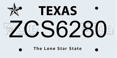 ZCS6280 Texas License Plate