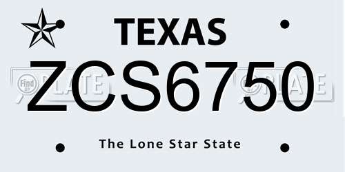 ZCS6750 Texas License Plate