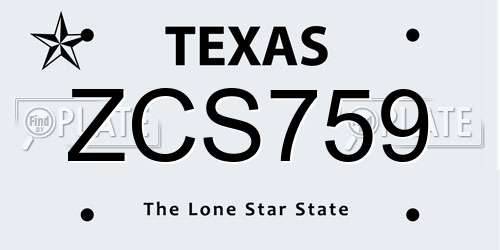 ZCS759 Texas License Plate