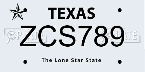 ZCS789 Texas License Plate