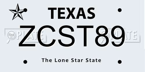 ZCST89 Texas License Plate