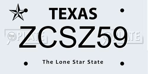 ZCSZ59 Texas License Plate