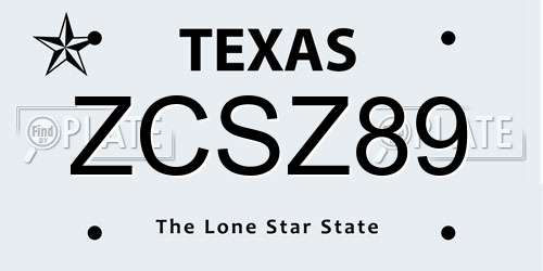 ZCSZ89 Texas License Plate