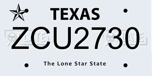 ZCU2730 Texas License Plate