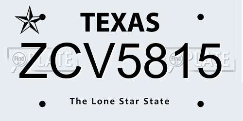 ZCV5815 Texas License Plate