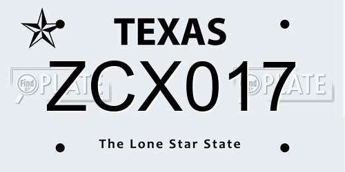 ZCX017 Texas License Plate