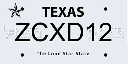 ZCXD12 Texas License Plate