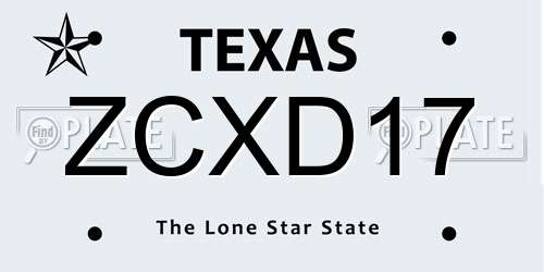 ZCXD17 Texas License Plate