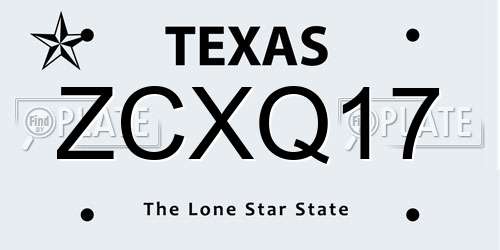 ZCXQ17 Texas License Plate