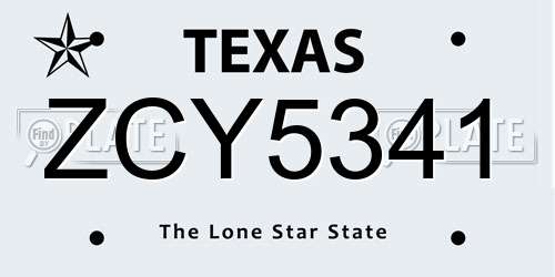 ZCY5341 Texas License Plate