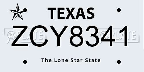 ZCY8341 Texas License Plate