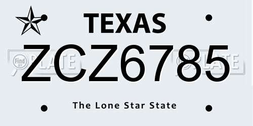 ZCZ6785 Texas License Plate