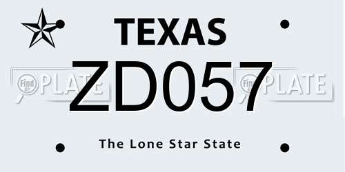 ZD057 Texas License Plate