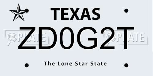 ZD0G2T Texas License Plate