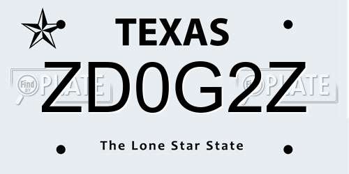 ZD0G2Z Texas License Plate