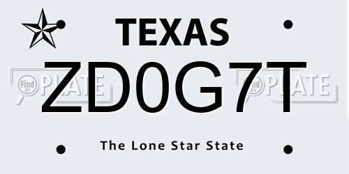 ZD0G7T Texas License Plate