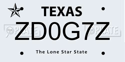 ZD0G7Z Texas License Plate