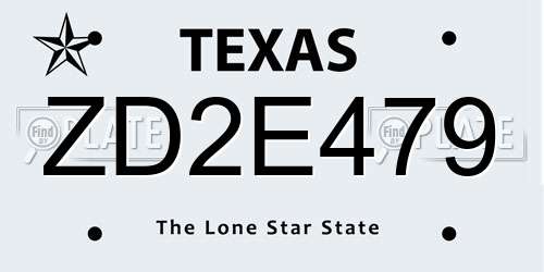 ZD2E479 Texas License Plate