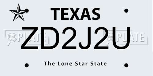 ZD2J2U Texas License Plate