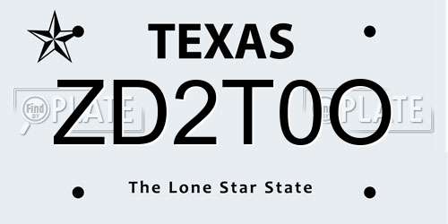 ZD2T0O Texas License Plate
