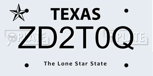 ZD2T0Q Texas License Plate